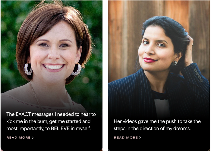 Visual testimonial example